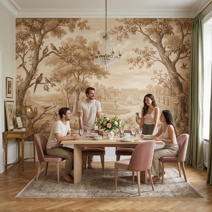 Scenic Landscape Wallpaper Pastoral Garden Chateau View Wall Mural