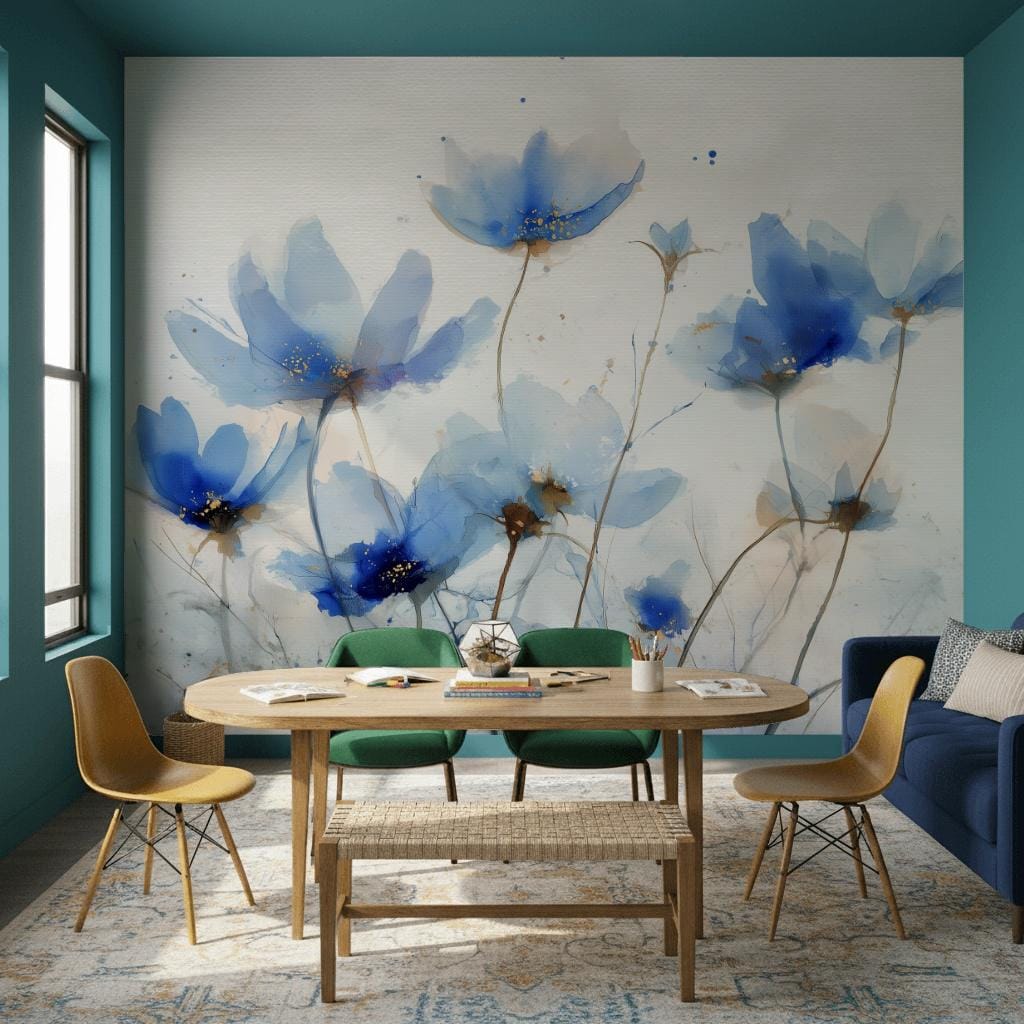 Paper Texture Wallpaper Watercolor Botanical Wall Mural