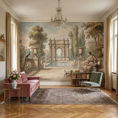Classical Garden Wallpaper European Landscape Stone Archway Wall Mural