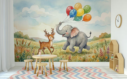 Nursery Wallpaper Elephant Whimsical Wall Mural