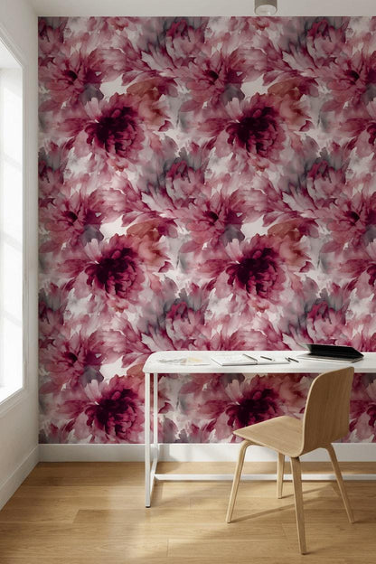 Watercolor Floral Wallpaper Oversized Peony Pink Blush Wall Mural