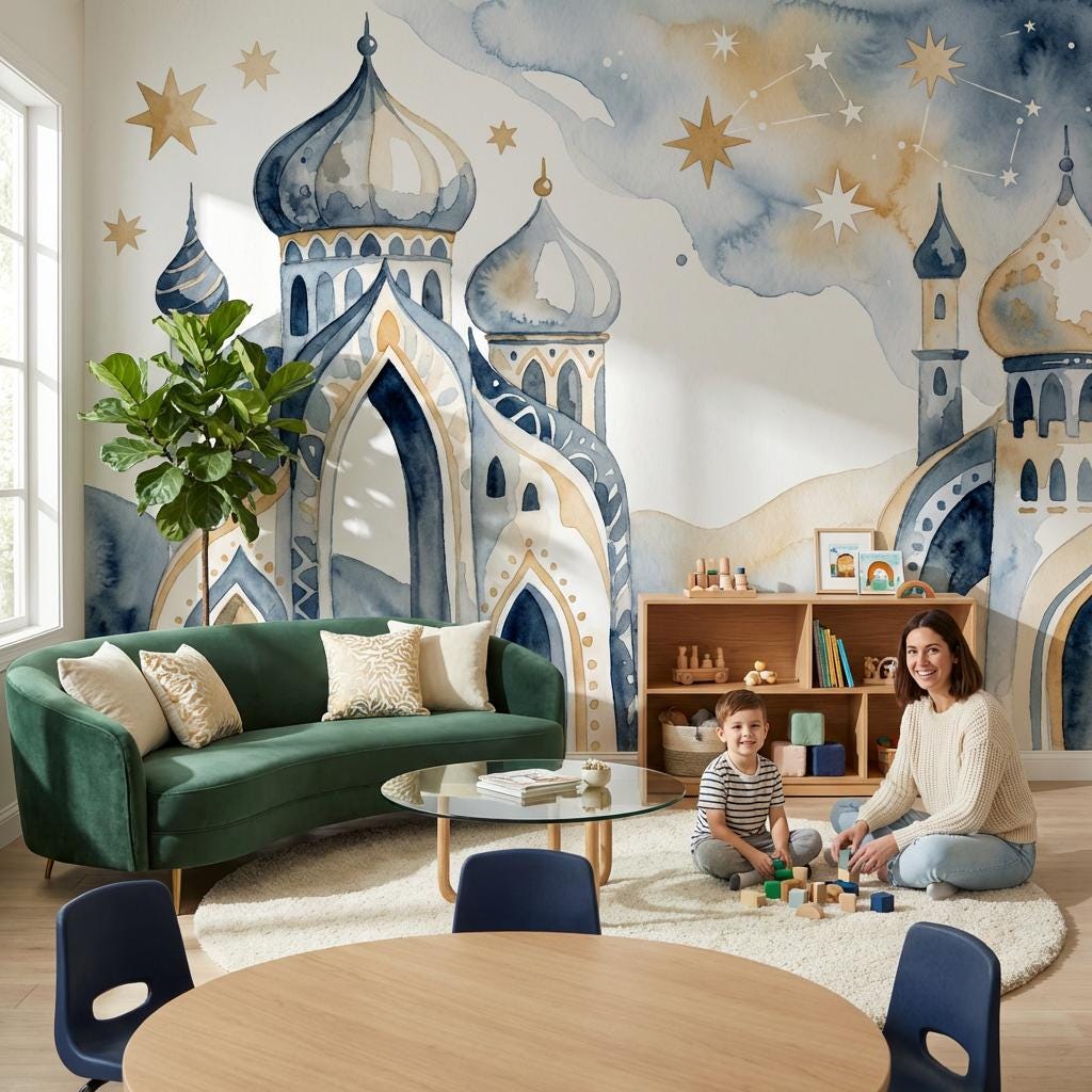 Watercolor Wallpaper Palace Onion Domes Wall Mural