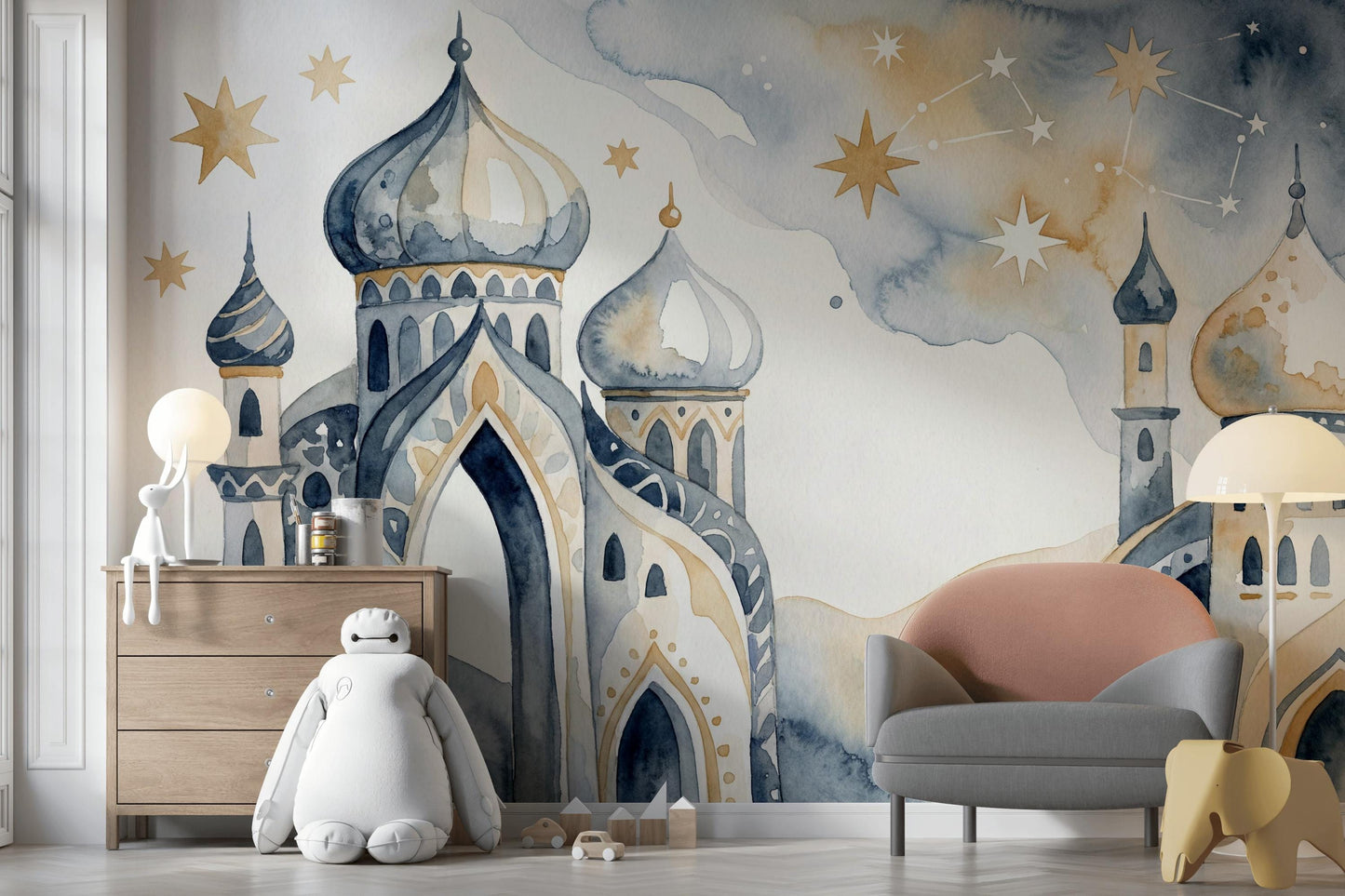 Watercolor Wallpaper Palace Onion Domes Wall Mural