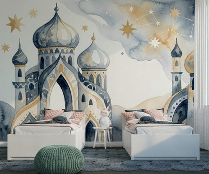 Watercolor Wallpaper Palace Onion Domes Wall Mural