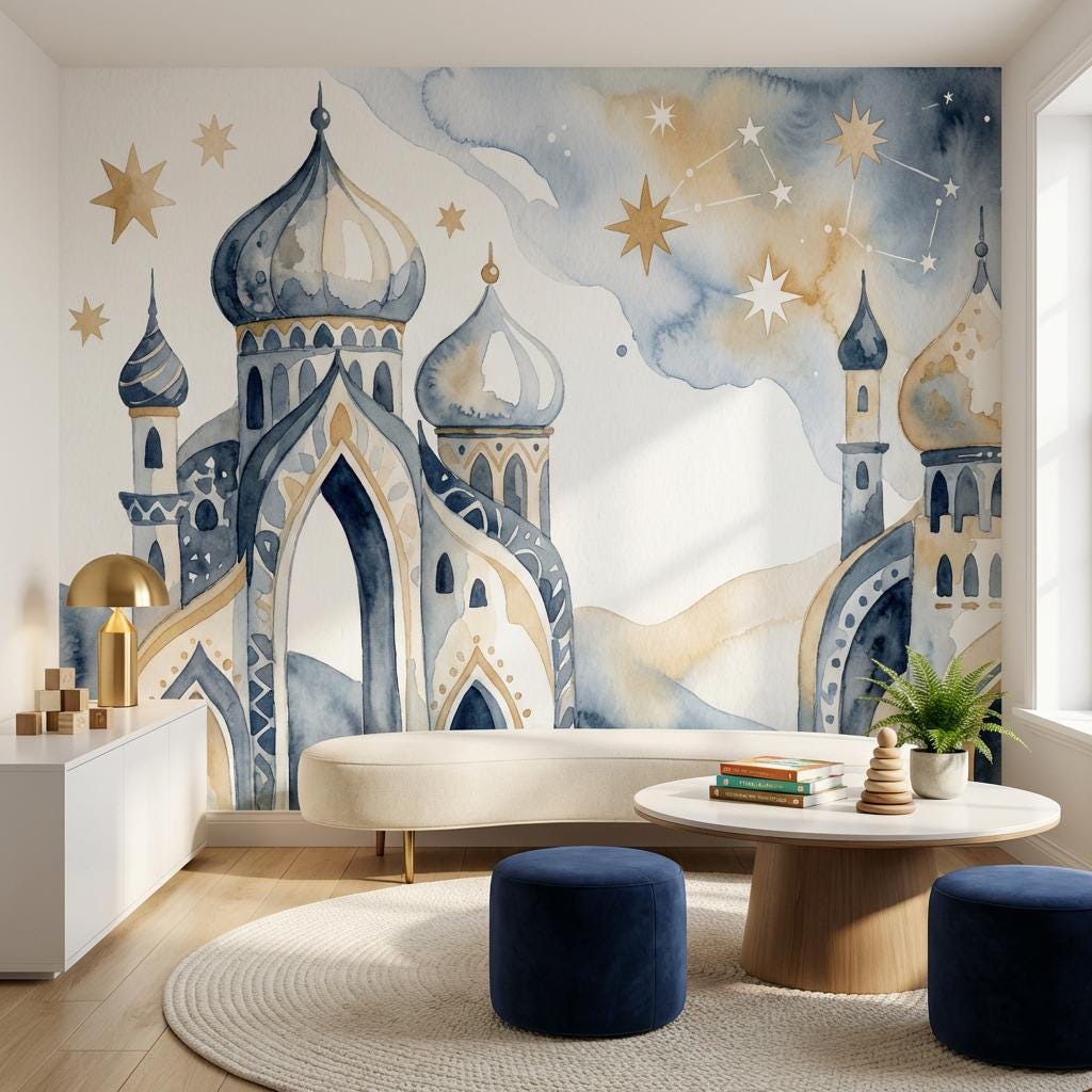 Watercolor Wallpaper Palace Onion Domes Wall Mural