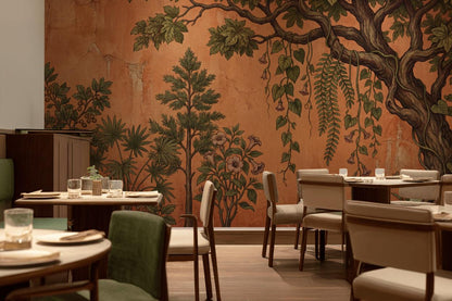 Vintage Botanical Tree Wallpaper Peel and Stick Wall Mural or Unpasted