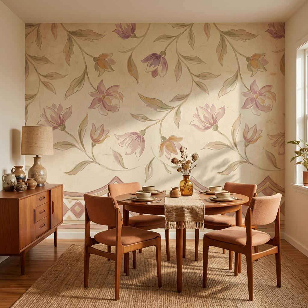 Paper Texture Wallpaper Aged Parchment Vintage Floral Wall Mural