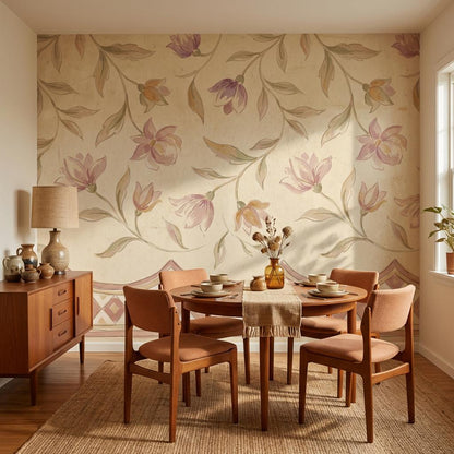 Paper Texture Wallpaper Aged Parchment Vintage Floral Wall Mural