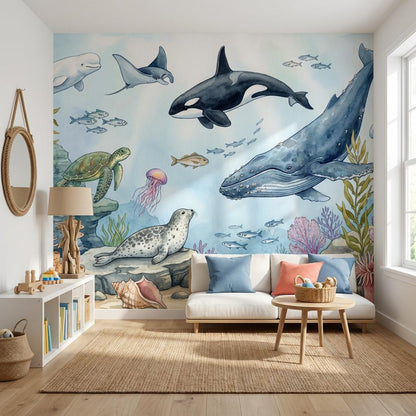Underwater Wallpaper Ocean Watercolor Wall Mural