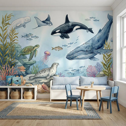 Underwater Wallpaper Ocean Watercolor Wall Mural