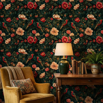 Dark Floral Wallpaper Moody Botanical Vintage Garden Wall Mural