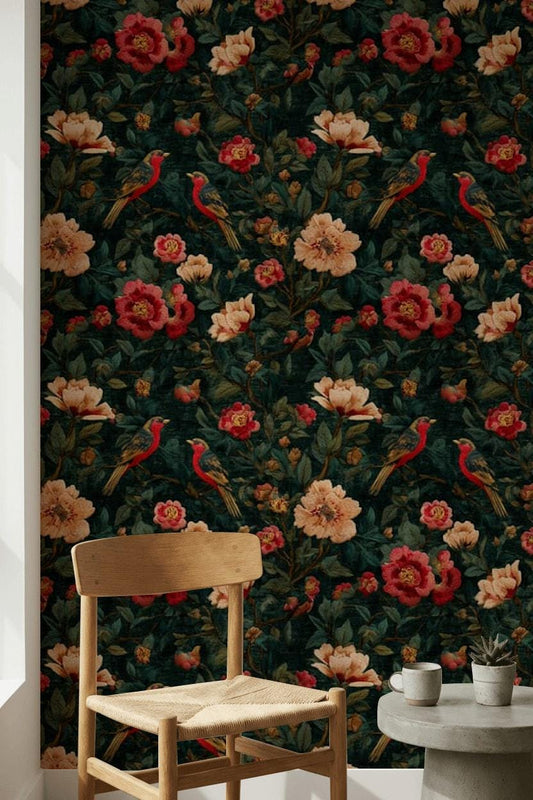 Dark Floral Wallpaper Moody Botanical Vintage Garden Wall Mural