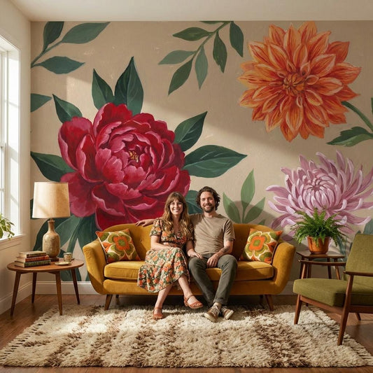 Peony Wallpaper Hand Painted Botanical Wall Mural