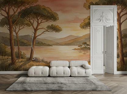 Watercolor Texture Wallpaper Watercolor Lake Wall Mural
