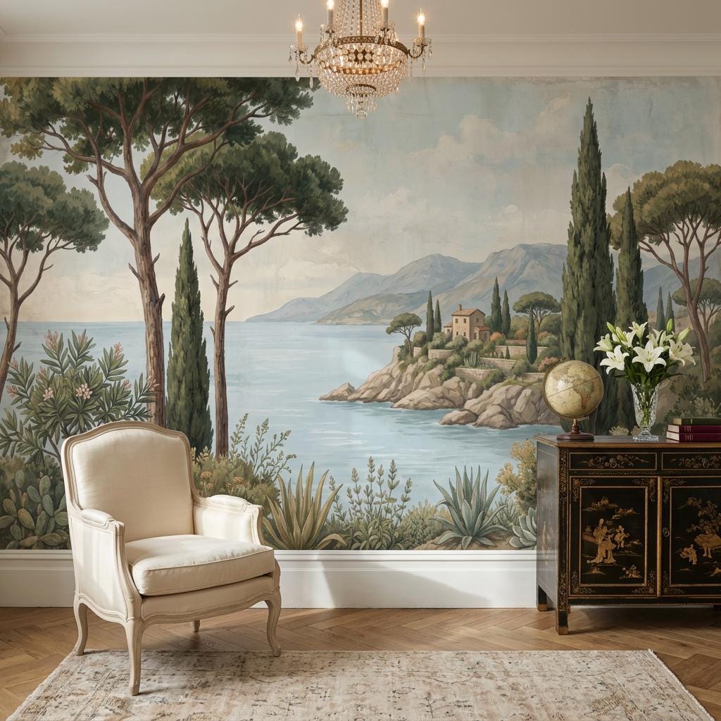 Walls Wallpaper Coastal Mediterranean Wall Mural