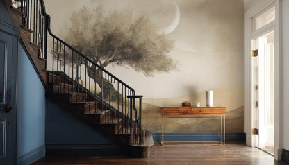 Watercolor Texture Wallpaper Desert Crescent Moon Wall Mural