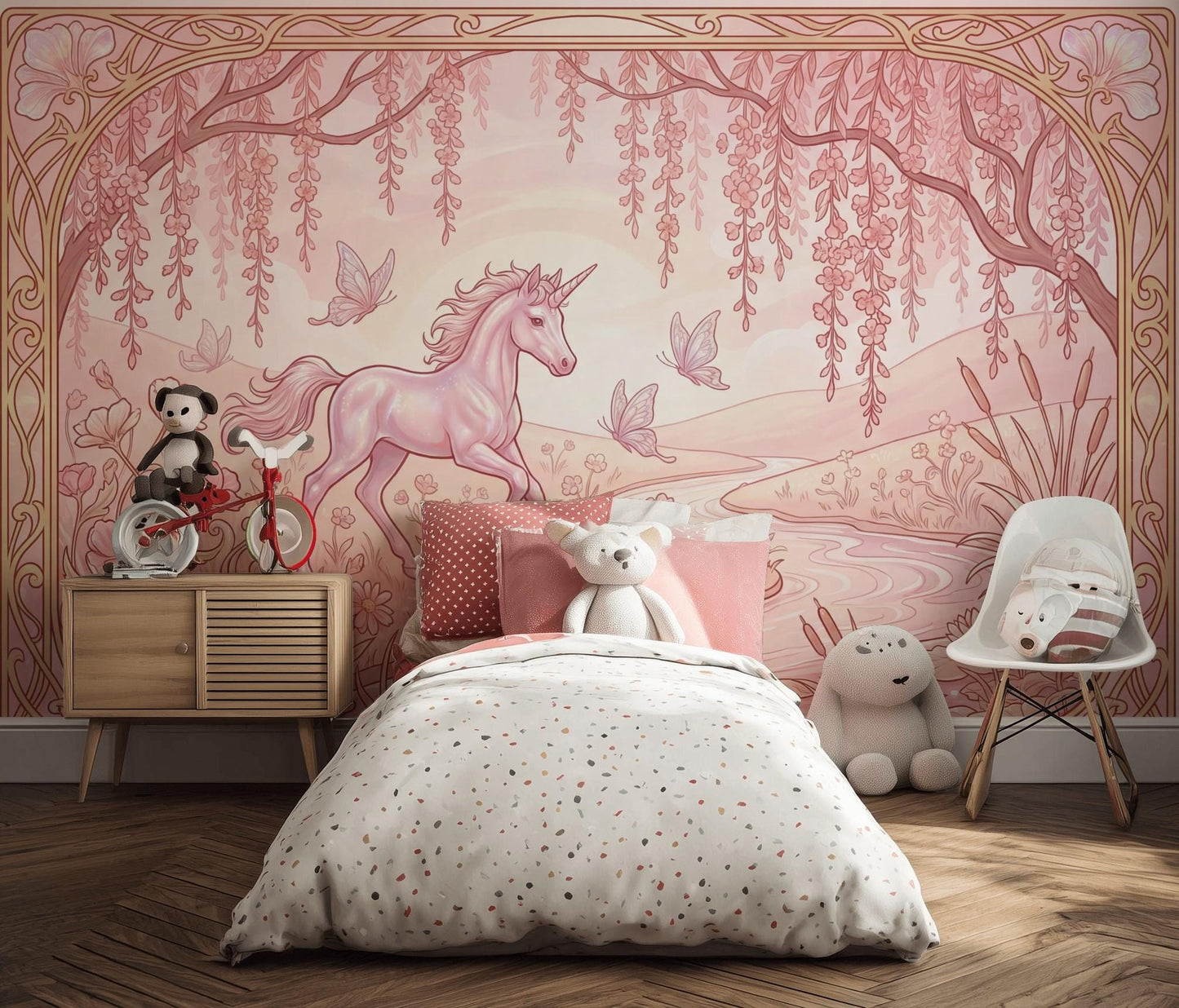 Unicorn Wallpaper Fantasy Landscape Floral Meadow Wall Mural
