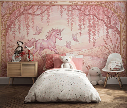 Unicorn Wallpaper Fantasy Landscape Floral Meadow Wall Mural