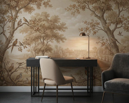 Scenic Landscape Wallpaper Pastoral Garden Chateau View Wall Mural