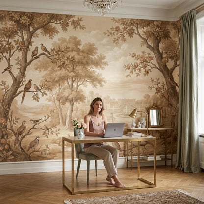 Scenic Landscape Wallpaper Pastoral Garden Chateau View Wall Mural