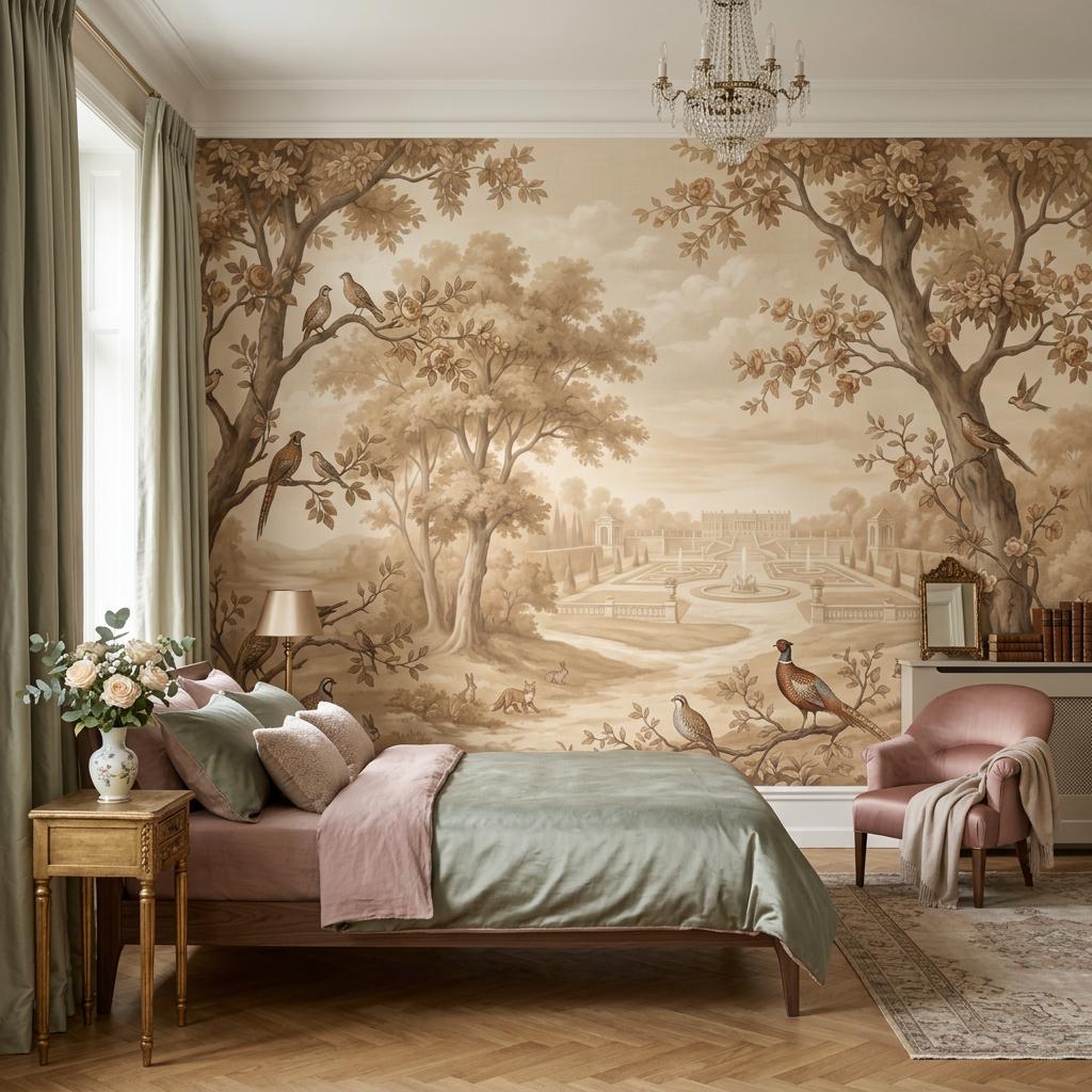 Scenic Landscape Wallpaper Pastoral Garden Chateau View Wall Mural