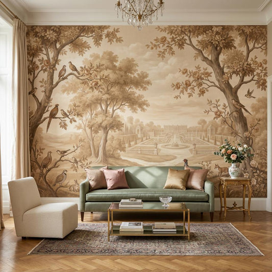 Scenic Landscape Wallpaper Pastoral Garden Chateau View Wall Mural