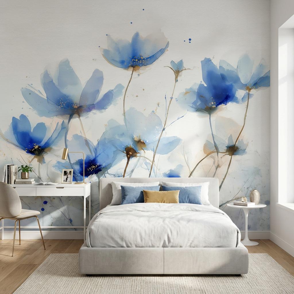 Paper Texture Wallpaper Watercolor Botanical Wall Mural