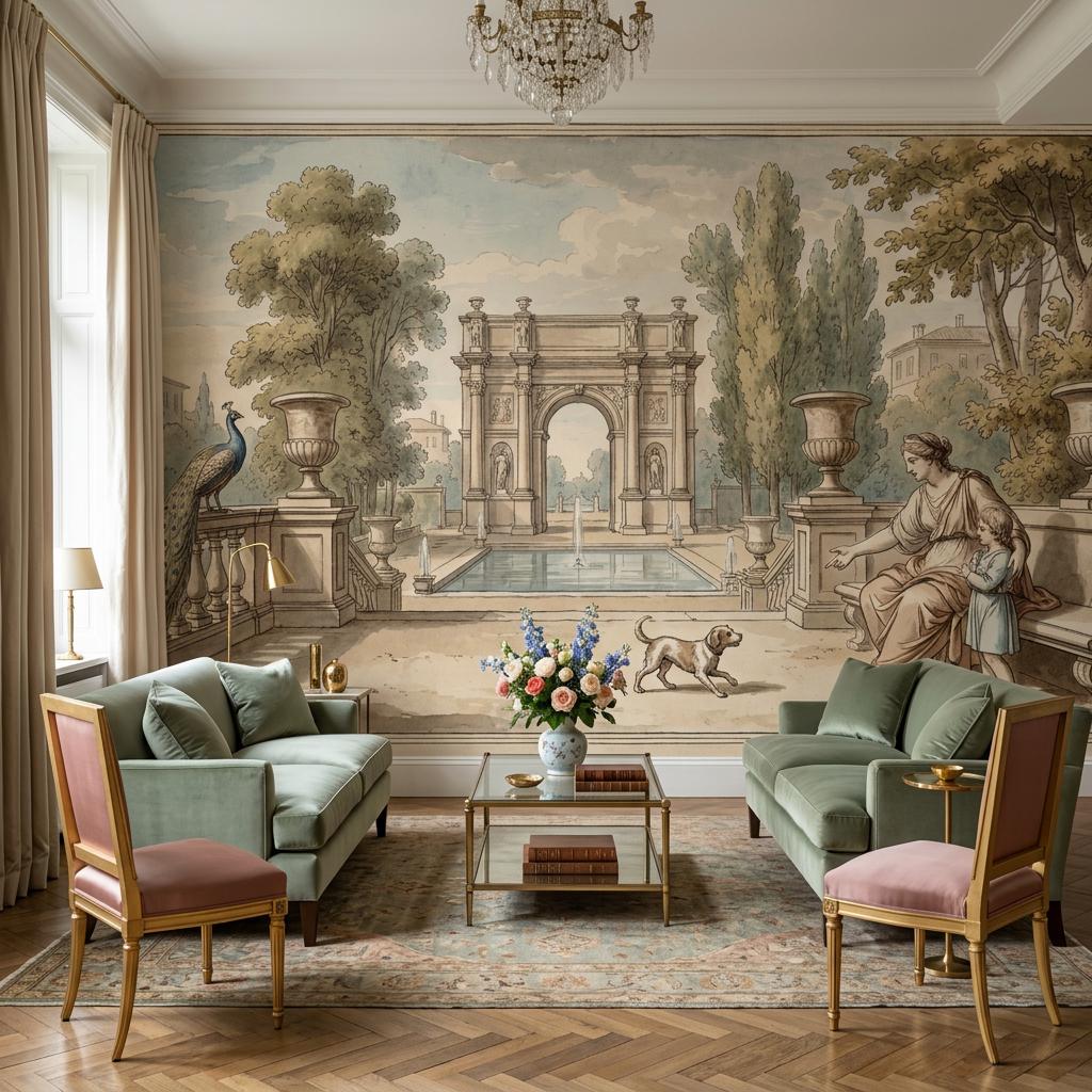 Classical Garden Wallpaper European Landscape Stone Archway Wall Mural