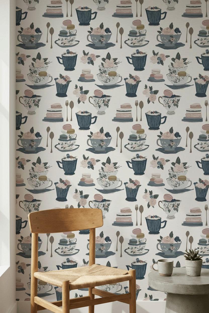 Paper Texture Wallpaper Tea Party Dessert Wall Mural