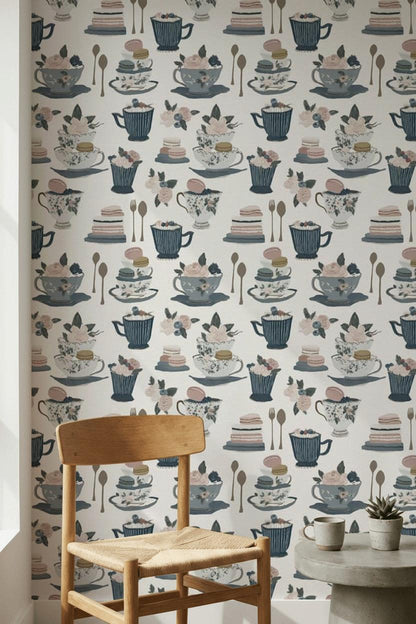Paper Texture Wallpaper Tea Party Dessert Wall Mural
