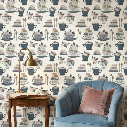 Paper Texture Wallpaper Tea Party Dessert Wall Mural