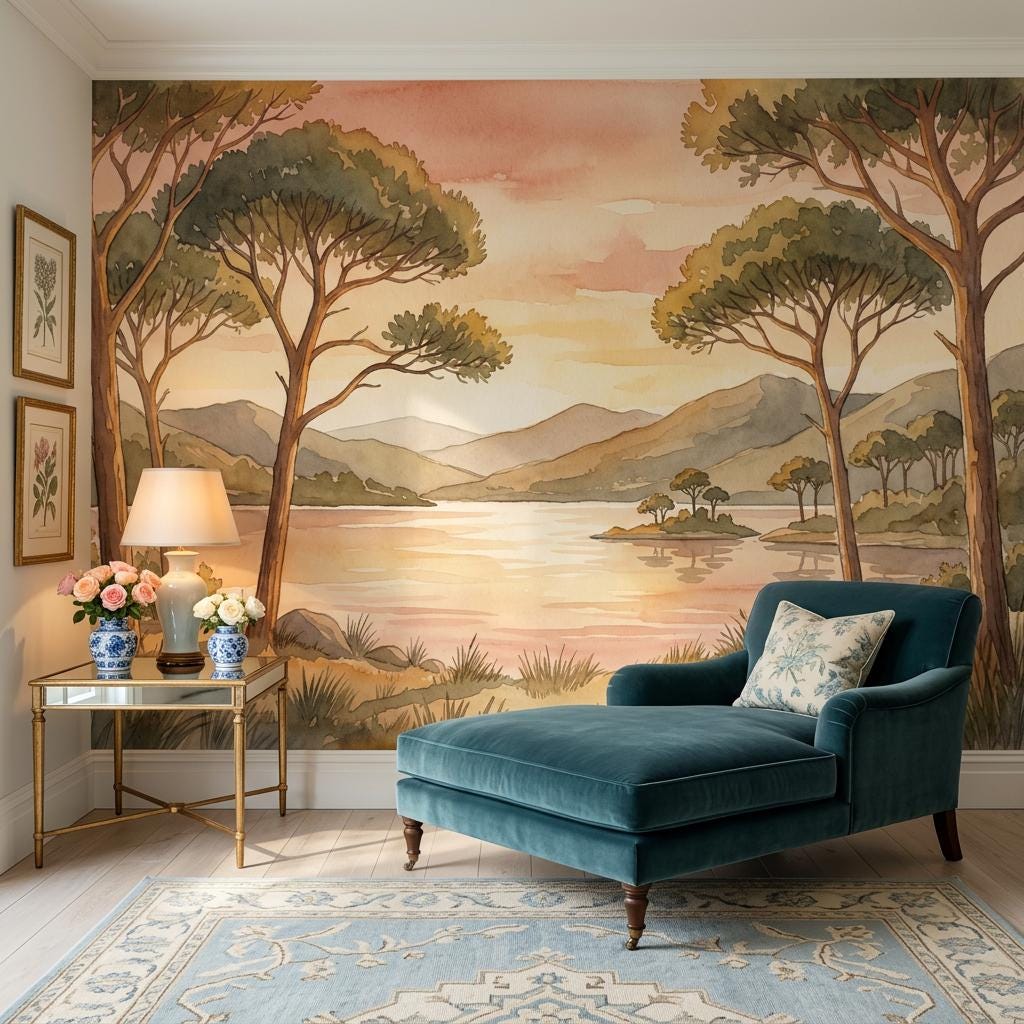 Watercolor Texture Wallpaper Watercolor Lake Wall Mural