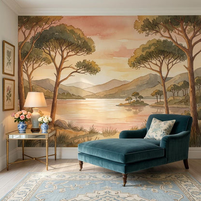 Watercolor Texture Wallpaper Watercolor Lake Wall Mural