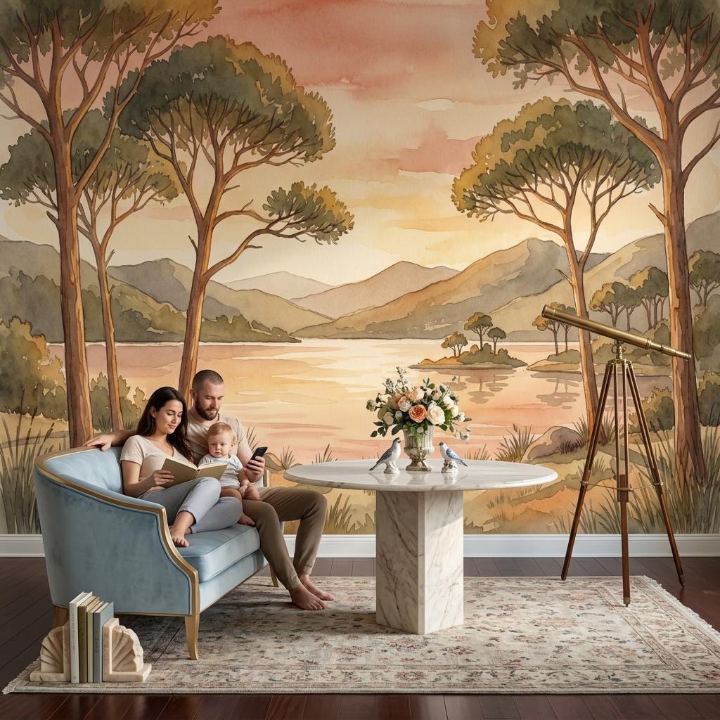 Watercolor Texture Wallpaper Watercolor Lake Wall Mural