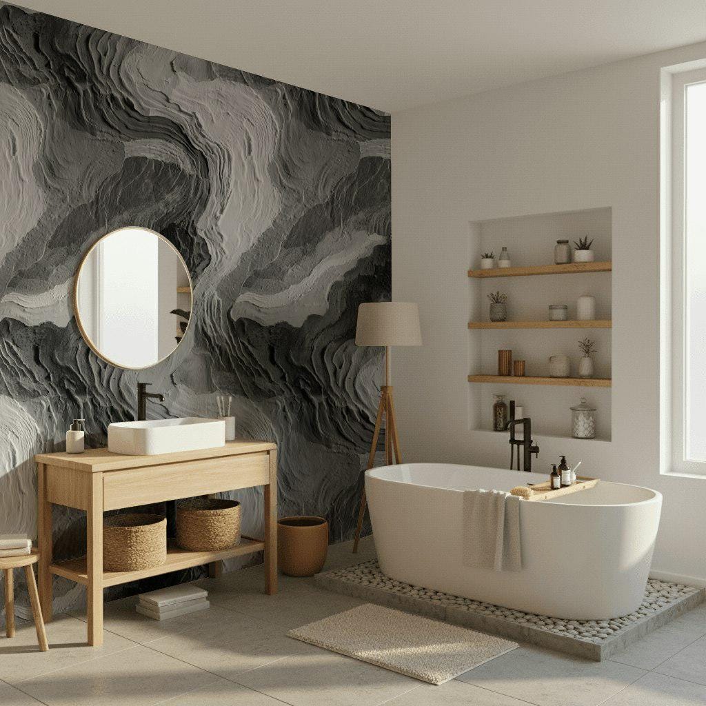 Black White Abstract Texture Wallpaper Painted Wall Mural Peel and Stick Modern Art