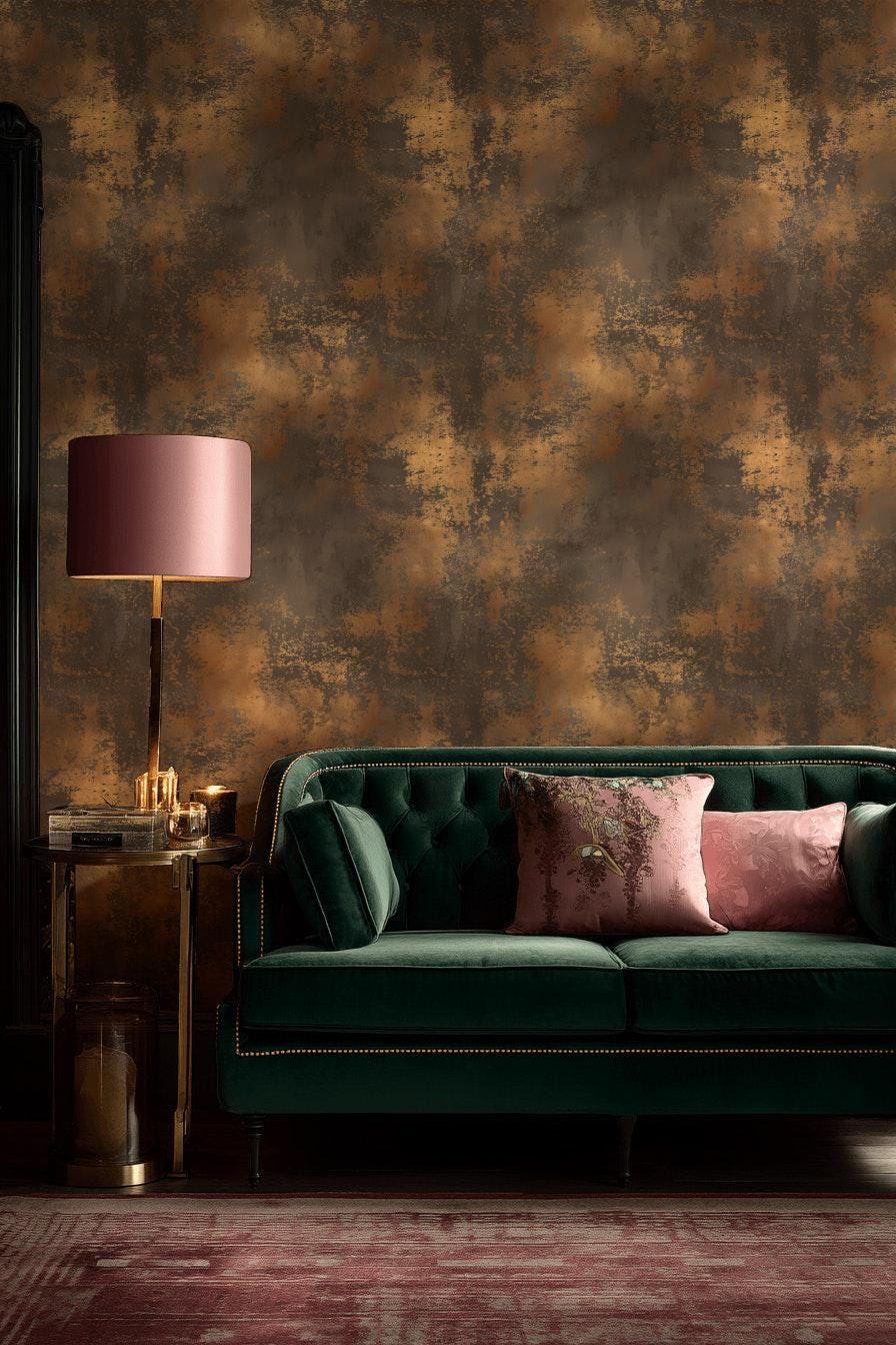 Metallic Grunge Wallpaper Distressed Texture Industrial Patina Wall Mural