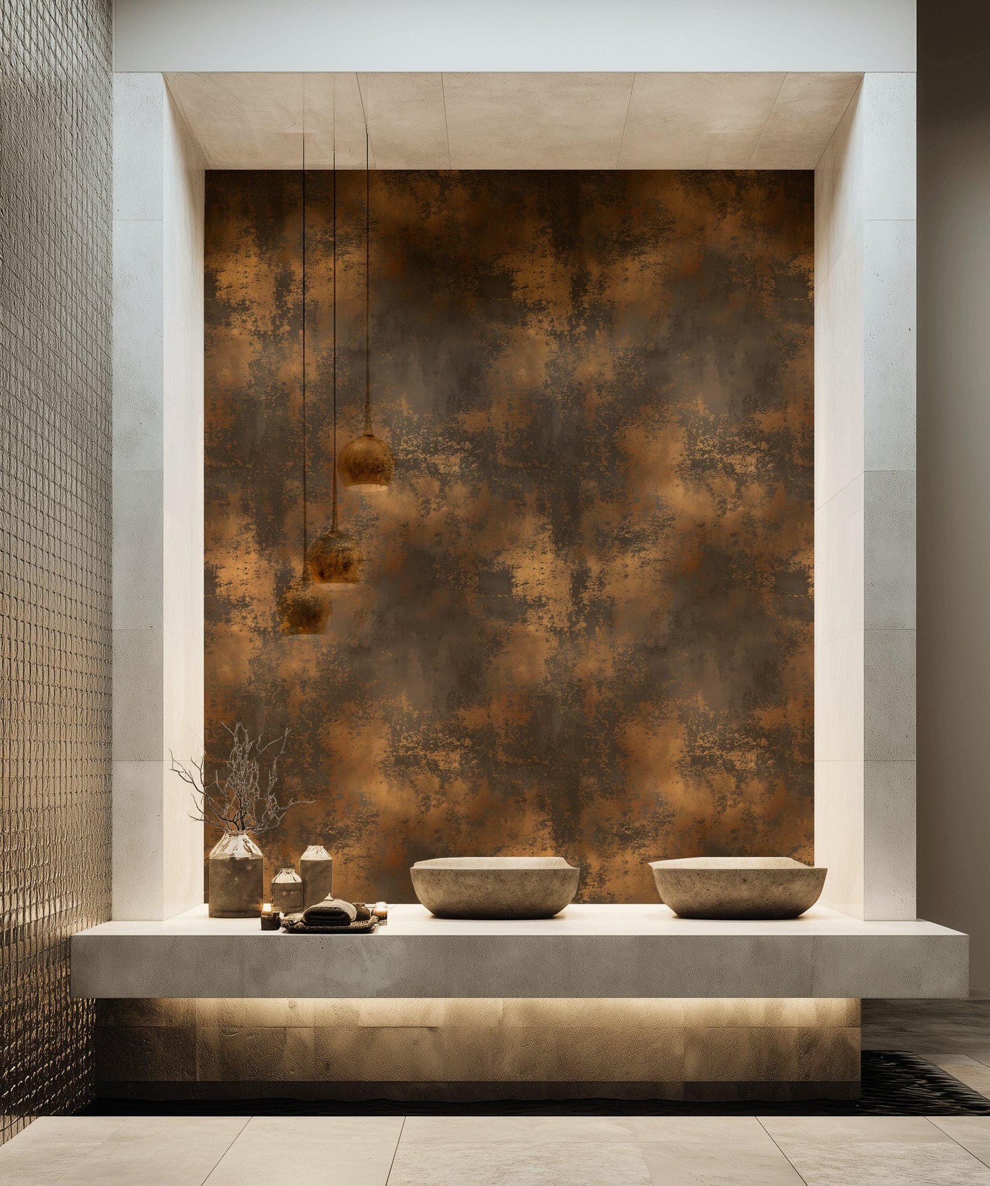 Metallic Grunge Wallpaper Distressed Texture Industrial Patina Wall Mural