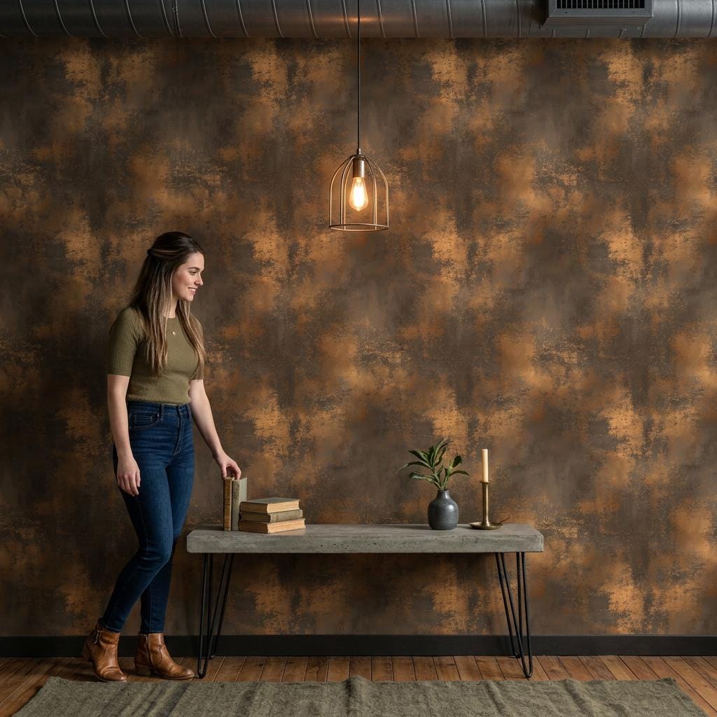 Metallic Grunge Wallpaper Distressed Texture Industrial Patina Wall Mural