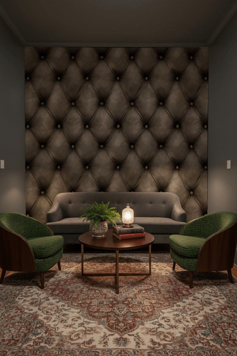 Tufted Leather Wallpaper Button Tufting Diamond Quilted Wall Mural