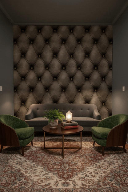 Tufted Leather Wallpaper Button Tufting Diamond Quilted Wall Mural