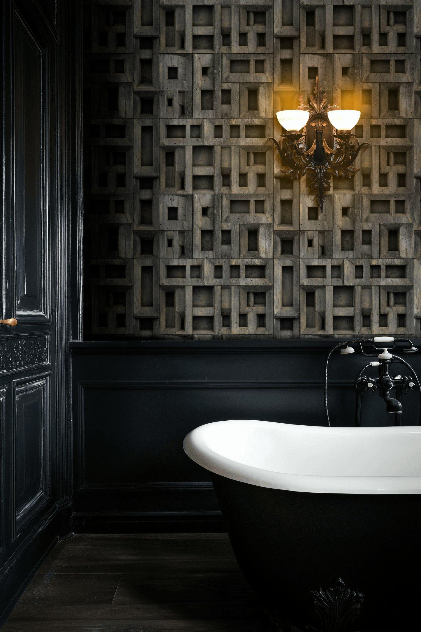 3D Geometric Relief Wallpaper Industrial Modern Brutalist Wall Mural