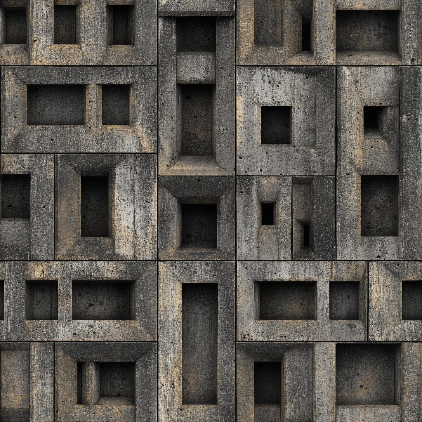3D Geometric Relief Wallpaper Industrial Modern Brutalist Wall Mural