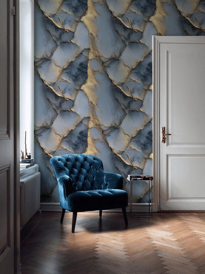 Abstract Marble Wallpaper Gold Veining Luxury Glam Wall Mural