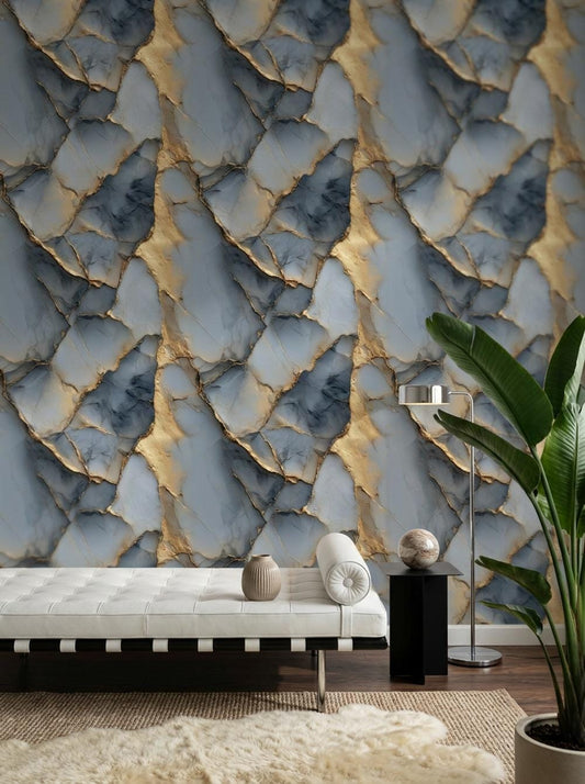 Abstract Marble Wallpaper Gold Veining Luxury Glam Wall Mural