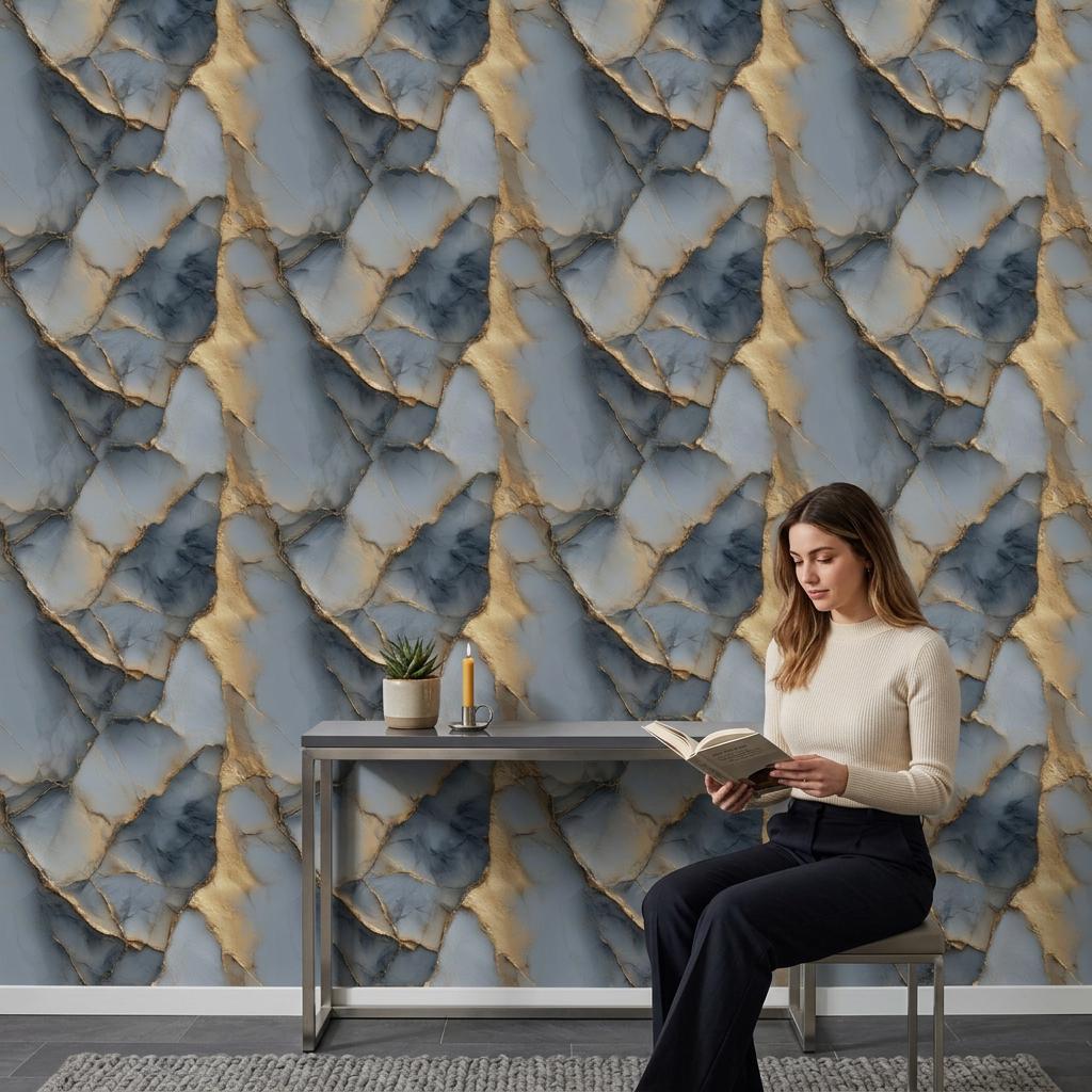 Abstract Marble Wallpaper Gold Veining Luxury Glam Wall Mural