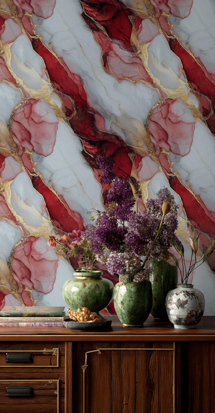 Marble Wallpaper Fluid Art Luxury Glam Wall Mural