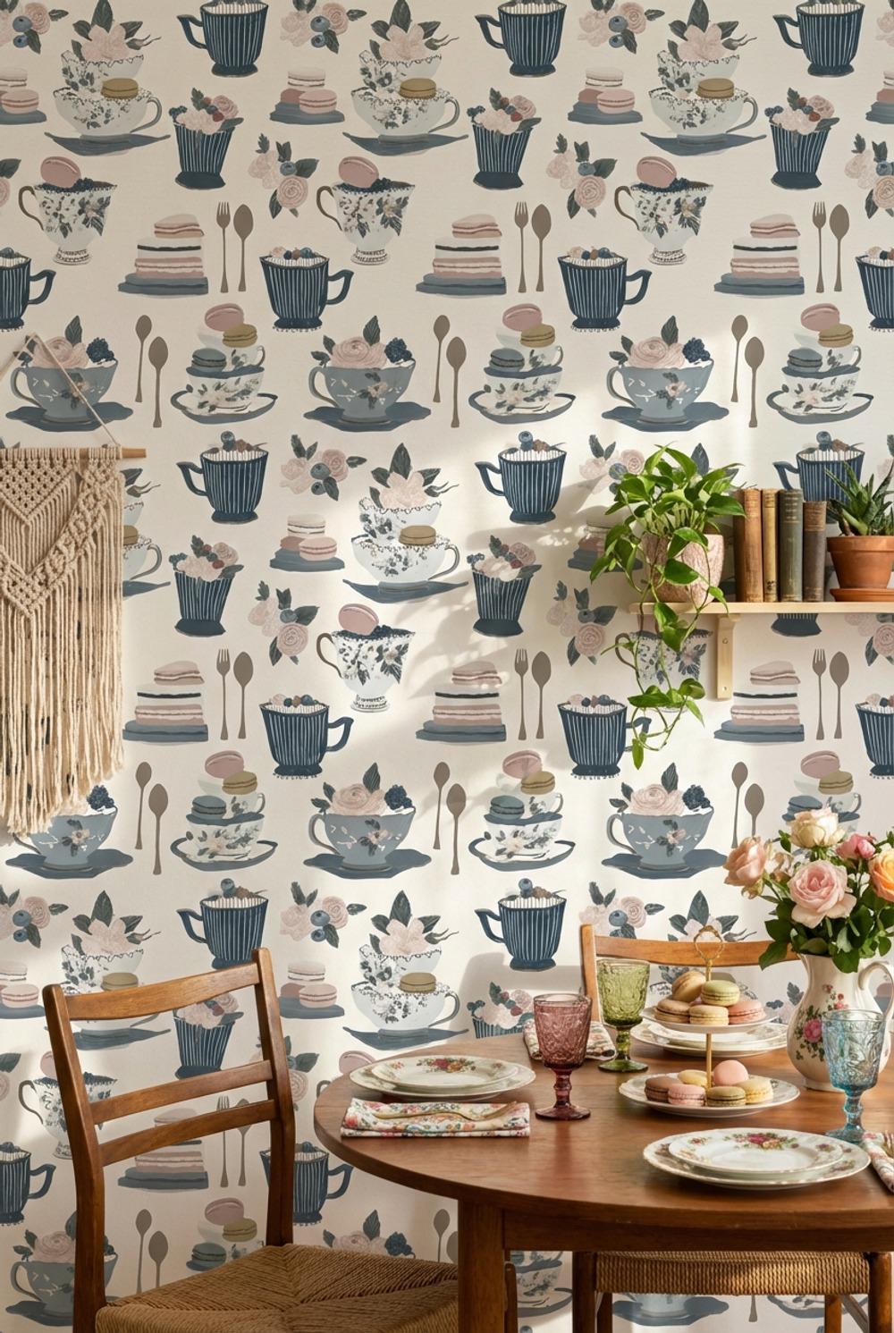 Paper Texture Wallpaper Tea Party Dessert Wall Mural