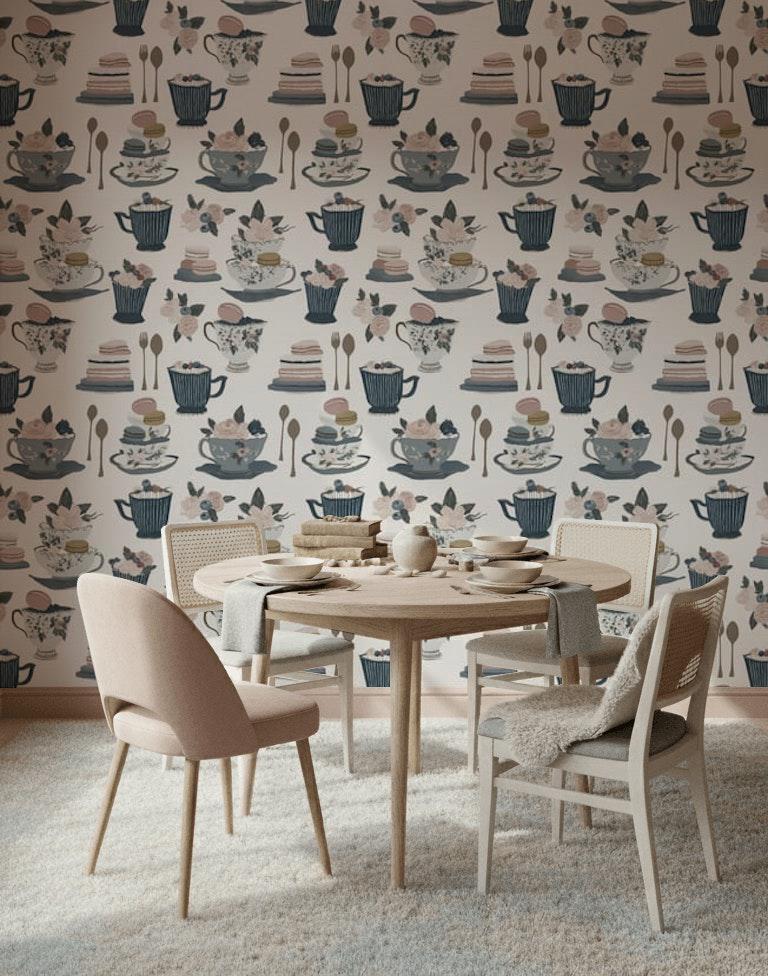 Paper Texture Wallpaper Tea Party Dessert Wall Mural