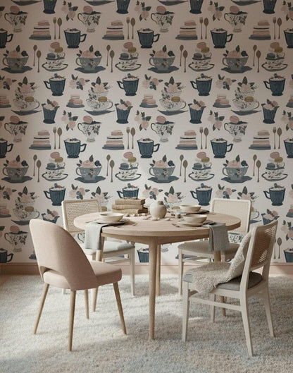 Paper Texture Wallpaper Tea Party Dessert Wall Mural