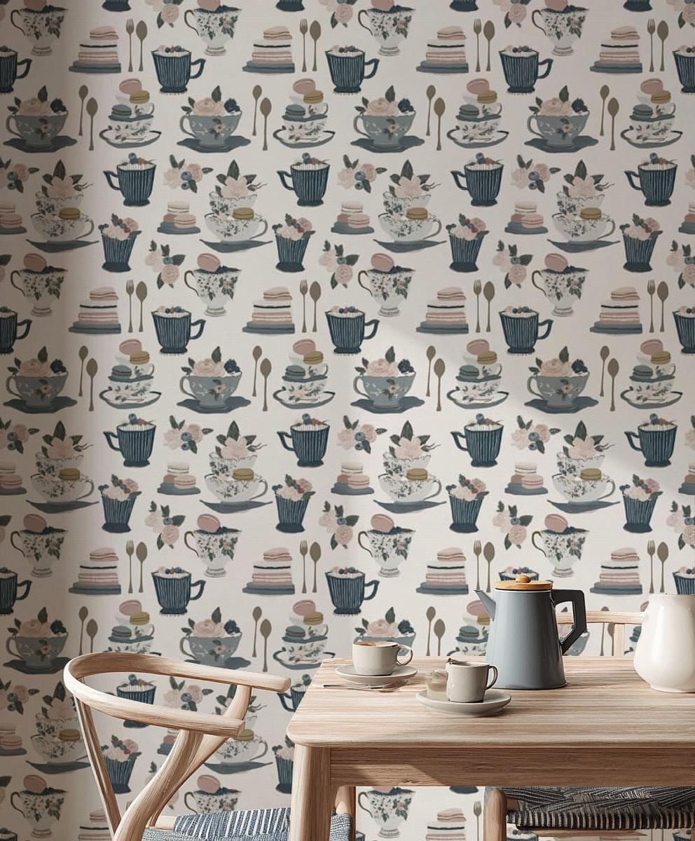 Paper Texture Wallpaper Tea Party Dessert Wall Mural